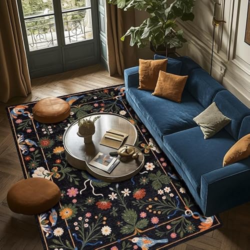 Ldiuttu Teppich Wohnzimmer Groß 200 x 290 cm Weicher rutschfest Waschbarer Schlafzimmer Teppiche Pflegeleichter Dekoration Teppich modern floral schwarz grün Ldiuttu Teppich Wohnzimmer Groß 200 x 290 cm Weicher rutschfest Waschbarer Schlafzimmer Teppiche Pflegeleichter Dekoration Teppich modern floral schwarz grün von Ldiuttu