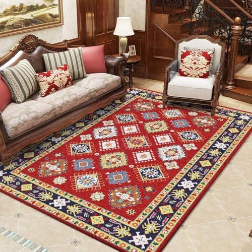 Ldiuttu Teppich Wohnzimmer Moderner 140 x 200 cm Waschbar Kurzflor Weich Pflegeleicht Teppich für Schlafzimmer Esszimer Küchen Retro Blumen rot gelb blau Ldiuttu Teppich Wohnzimmer Moderner 140 x 200 cm Waschbar Kurzflor Weich Pflegeleicht Teppich für Schlafzimmer Esszimer Küchen Retro Blumen rot gelb blau von Ldiuttu