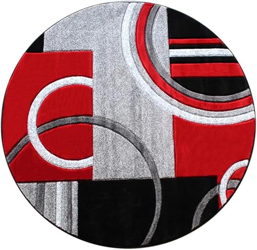 Ldiuttu Teppich Wohnzimmer Rund ø 80 Teppiche Waschbar Rutschfester Weich Kurzflor Fußmatte für Schlafzimmer Esszimmer Küche Moderne geometrische Linien rot grau Ldiuttu Teppich Wohnzimmer Rund ø 80 Teppiche Waschbar Rutschfester Weich Kurzflor Fußmatte für Schlafzimmer Esszimmer Küche Moderne geometrische Linien rot grau von Ldiuttu