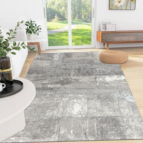 Ldiuttu Teppich für Wohnzimmer 110 x 150 cm Rechteckiger Waschbarer rutschfest Teppich Kurzflor Weiche für Büro Schlafzimmer Esszimmer Moderne abstrakte Tinte grau Ldiuttu Teppich für Wohnzimmer 110 x 150 cm Rechteckiger Waschbarer rutschfest Teppich Kurzflor Weiche für Büro Schlafzimmer Esszimmer Moderne abstrakte Tinte grau von Ldiuttu