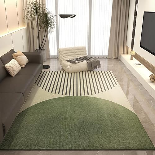 Ldiuttu Teppich für Wohnzimmer 110 x 190 cm Weich Waschbar Rutschfester Kurzflor Teppich für Schlafzimmer Küchen Läufer Flur Moderne Linien beige grün schwarz von Ldiuttu