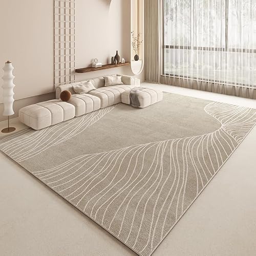 Ldiuttu Teppich für Wohnzimmer 110 x 190 cm Weich Waschbar Rutschfester Kurzflor Teppich für Schlafzimmer Küchen Läufer Flur Moderne Linien braun weiß von Ldiuttu