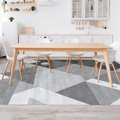 Ldiuttu Teppich für Wohnzimmer 110 x 190 cm Weich Waschbar Rutschfester Kurzflor Teppich für Schlafzimmer Küchen Läufer Flur Moderne abstrakte Tinte grau schwarz von Ldiuttu
