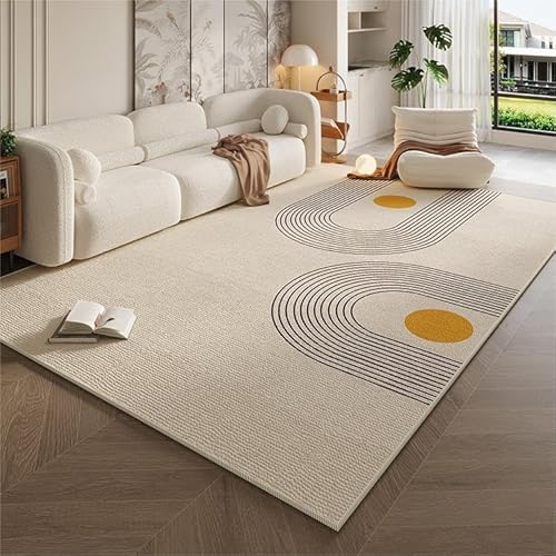 Ldiuttu Teppich für Wohnzimmer 110 x 190 cm Weich Waschbar Rutschfester Kurzflor Teppich für Schlafzimmer Küchen Läufer Flur Moderne geometrische Linien beige schwarz gelb Ldiuttu Teppich für Wohnzimmer 110 x 190 cm Weich Waschbar Rutschfester Kurzflor Teppich für Schlafzimmer Küchen Läufer Flur Moderne geometrische Linien beige schwarz gelb von Ldiuttu