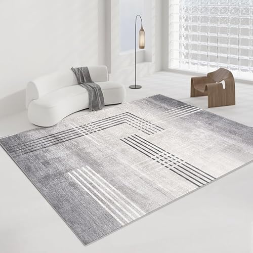 Ldiuttu Teppich für Wohnzimmer Große 200 x 200 cm rutschfest Kurzflor Weich Teppich für Schlafzimmer Esszimmer Heimbüro Dekor Moderne geometrische Linien grau schwarz Ldiuttu Teppich für Wohnzimmer Große 200 x 200 cm rutschfest Kurzflor Weich Teppich für Schlafzimmer Esszimmer Heimbüro Dekor Moderne geometrische Linien grau schwarz von Ldiuttu