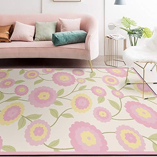 Ldiuttu kleine Teppich 80 x 160 cm Moderner Waschbar Rutschfester Teppich Weich Kurzflor Fußmatte für Schlafzimmer Esszimmer Küche Moderne Blumen lila weiß von Ldiuttu