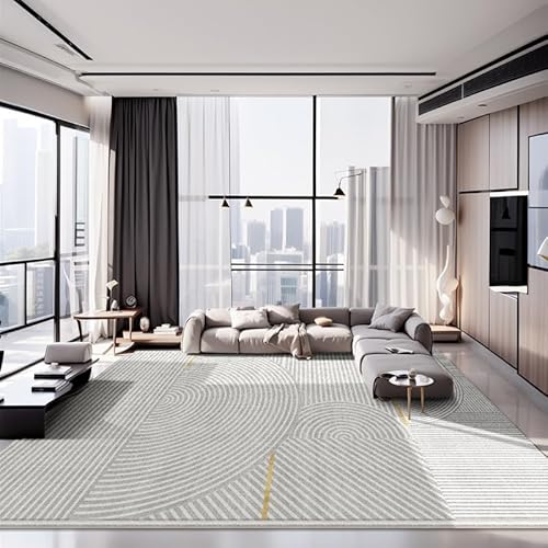 Ldiuttu kleine Teppich 80 x 160 cm Moderner Waschbar Rutschfester Teppich Weich Kurzflor Fußmatte für Schlafzimmer Esszimmer Küche Moderne Linien geometrisch grau gelb von Ldiuttu