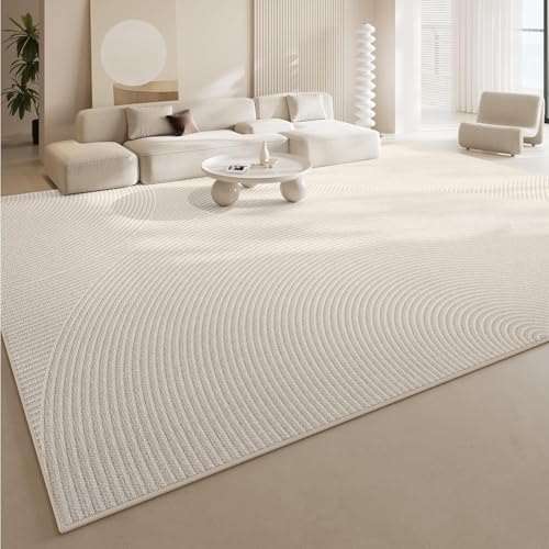 Ldiuttu kleine Teppich 80 x 160 cm Moderner Waschbar Rutschfester Teppich Weich Kurzflor Fußmatte für Schlafzimmer Esszimmer Küche Moderne Linien geometrisch weiß von Ldiuttu
