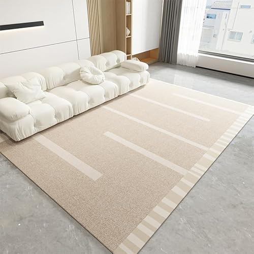 Teppich rutschfest Wohnzimmer 130 x 180 cm Waschbarer Rechteck Teppich Weich Leicht zu Reinigen Kurzflor Schlafzimmer Flur Läufer Moderne Linien beige weiß Teppich rutschfest Wohnzimmer 130 x 180 cm Waschbarer Rechteck Teppich Weich Leicht zu Reinigen Kurzflor Schlafzimmer Flur Läufer Moderne Linien beige weiß von Ldiuttu