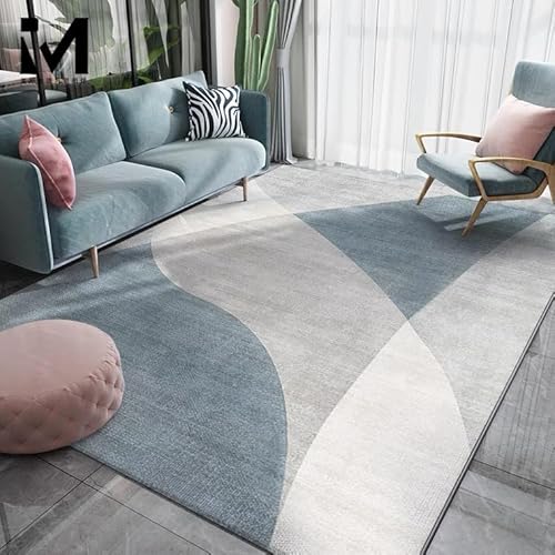 Teppich rutschfest Wohnzimmer 130 x 180 cm Waschbarer Rechteck Teppich Weich Leicht zu Reinigen Kurzflor Schlafzimmer Flur Läufer Moderne Linien blau grau Teppich rutschfest Wohnzimmer 130 x 180 cm Waschbarer Rechteck Teppich Weich Leicht zu Reinigen Kurzflor Schlafzimmer Flur Läufer Moderne Linien blau grau von Ldiuttu