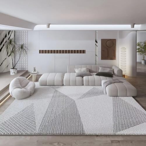 Teppich rutschfest Wohnzimmer 130 x 180 cm Waschbarer Rechteck Teppich Weich Leicht zu Reinigen Kurzflor Schlafzimmer Flur Läufer Moderne Linien geometrisch grau von Ldiuttu