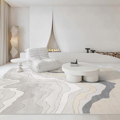 Teppich rutschfest Wohnzimmer 130 x 180 cm Waschbarer Rechteck Teppich Weich Leicht zu Reinigen Kurzflor Schlafzimmer Flur Läufer Moderne abstrakte Linien grau gelb Teppich rutschfest Wohnzimmer 130 x 180 cm Waschbarer Rechteck Teppich Weich Leicht zu Reinigen Kurzflor Schlafzimmer Flur Läufer Moderne abstrakte Linien grau gelb von Ldiuttu