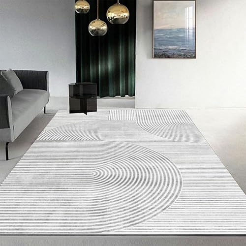 Teppich rutschfest Wohnzimmer 130 x 180 cm Waschbarer Rechteck Teppich Weich Leicht zu Reinigen Kurzflor Schlafzimmer Flur Läufer Moderne geometrische Linien grau Teppich rutschfest Wohnzimmer 130 x 180 cm Waschbarer Rechteck Teppich Weich Leicht zu Reinigen Kurzflor Schlafzimmer Flur Läufer Moderne geometrische Linien grau von Ldiuttu