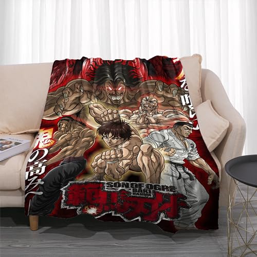 Ldruieu BAKI Cartoon Flanell Decke Kuscheldecke Hanma Baki Anime Wohndecke Flauschige Kuscheldecke für Jungen Mädchen Mittagsdecke für das Sofa von Ldruieu