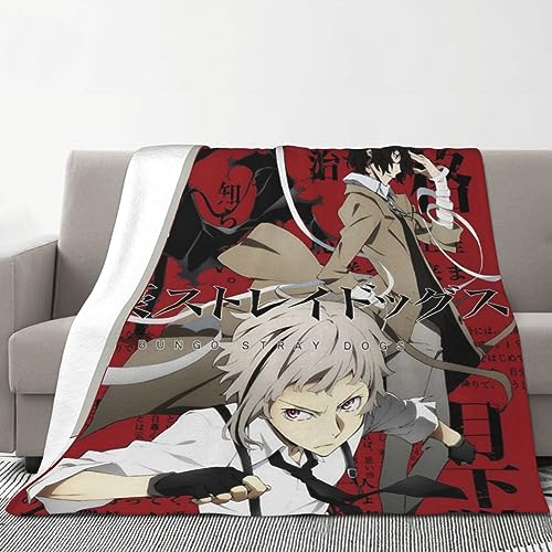 Ldruieu Bungo Stray Dogs Anime Flanell Decke Kuscheldecke Nakahara Chuuya Wohndecke Flauschige Kuscheldecke für Jungen Mädchen Mittagsdecke für das Sofa von Ldruieu