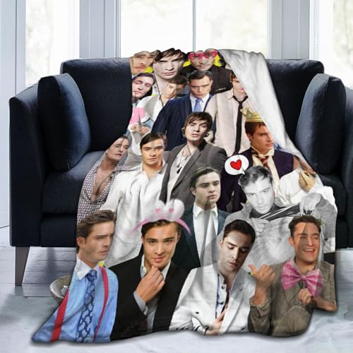 Ldsgdfst Decke Chuck Bass Ed Westwick Weiche und bequeme Wollfleece-Überwurfdecke für Sofa, Büro, Auto, Camping, Yoga, Reisen, Heimdekoration, gemütliche Plüsch-Stranddecke, Geschenk, 101,6 x 76,2 cm von Ldsgdfst
