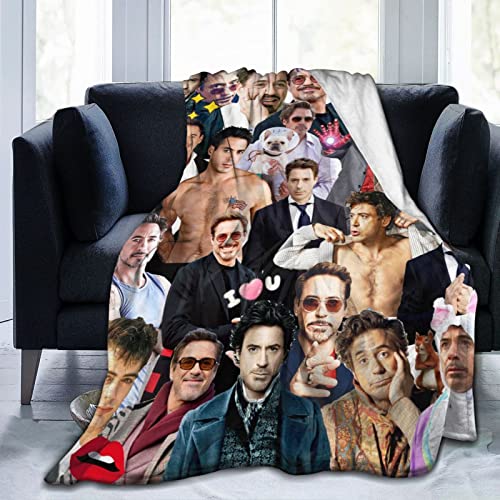 Ldsgdfst Robert Downey Jr. Weiche und bequeme Woll-Fleece-Überwurfdecke für Sofa, Büro, Auto, Camping, Yoga, Reisen, Heimdekoration, gemütliche Plüsch-Stranddecke, Geschenk von Ldsgdfst