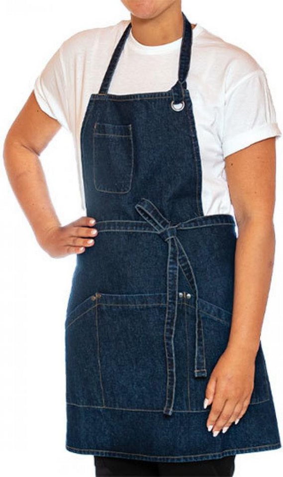 Le Chef Kochschürze Utility Apron Bib Washed Denim Schürze von Le Chef