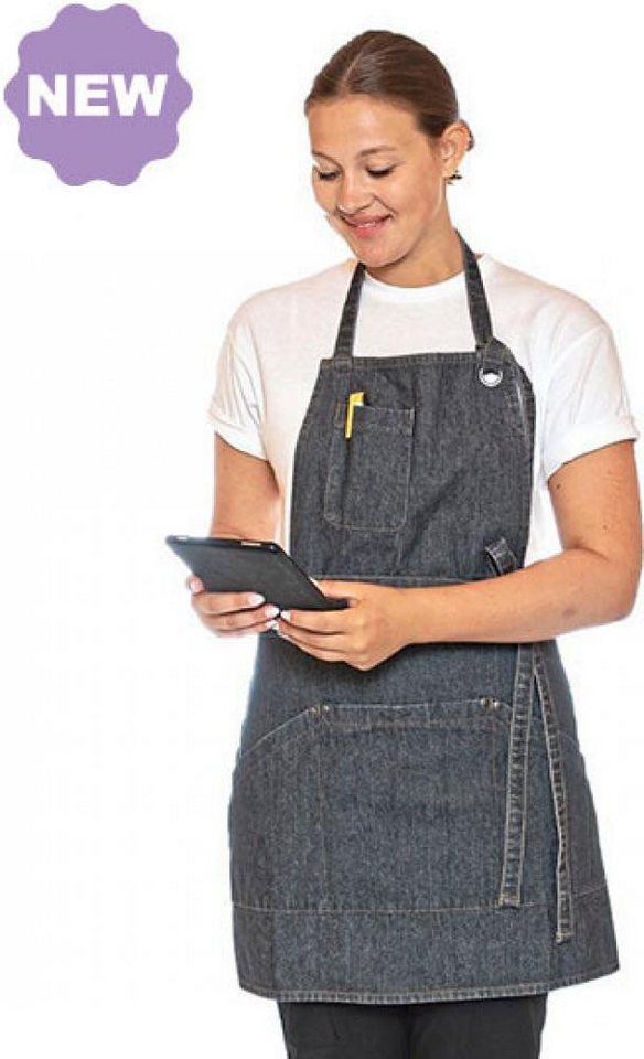 Le Chef Kochschürze Utility Apron Bib Washed Denim Schürze von Le Chef