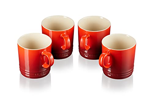 Le Creuset 4er-Set Becher aus Steinzeug, je 350 ml, Kirschrot, 79113350600000 von LE CREUSET