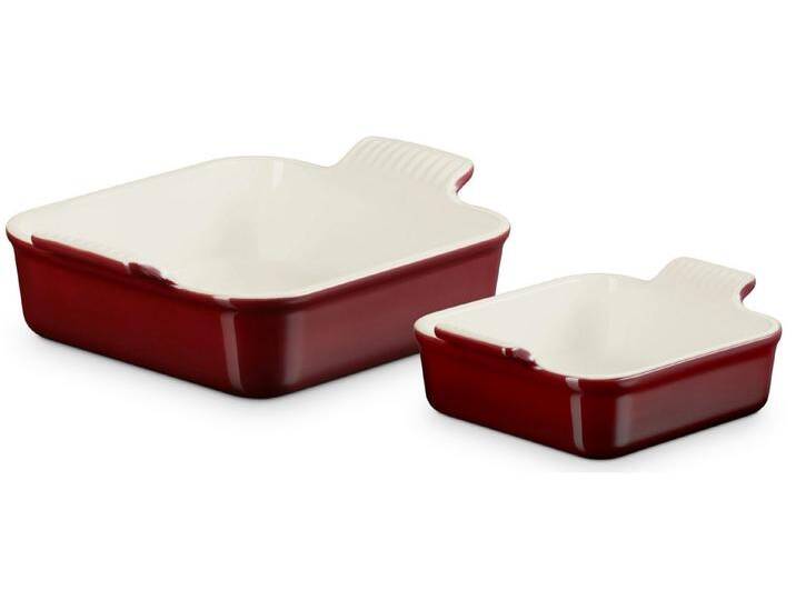 LE CREUSET Auflaufform Auflaufform Tradition quadratisch garnet 2tlg, Steinzeug von Le-Creuset