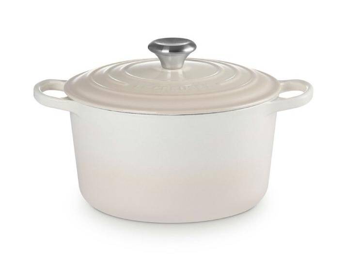 LE CREUSET Bräter Creuset Bräter hoch Signature rund meringue 24cm, Emailliertes Gusseisen von Le-Creuset