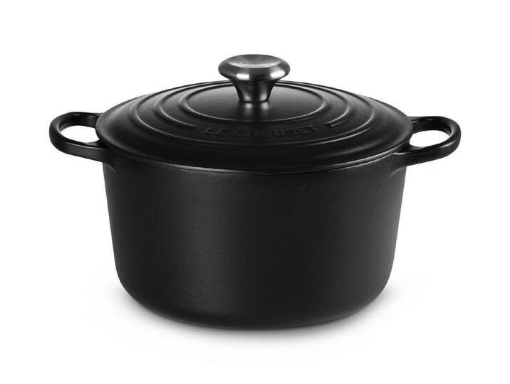 LE CREUSET Bräter Creuset Bräter hoch Signature rund schwarz matt 24cm, Emailliertes Gusseisen, schwarz von Le-Creuset
