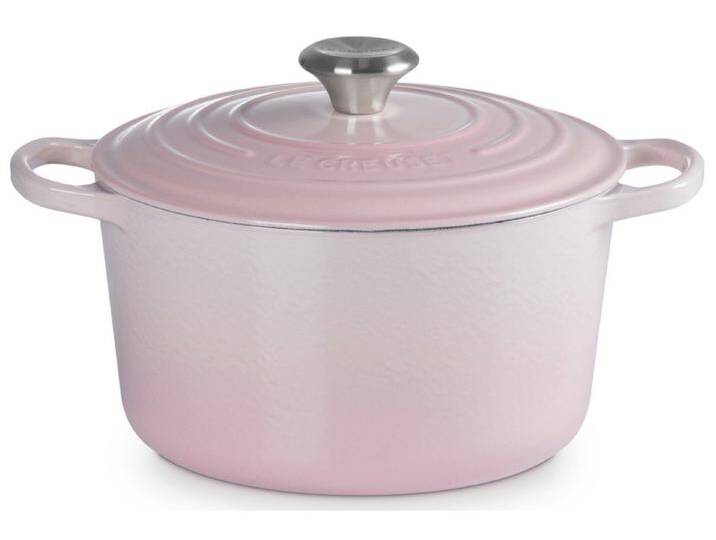 LE CREUSET Bräter Creuset Bräter hoch Signature rund shell pink 24cm, Emailliertes Gusseisen von Le-Creuset