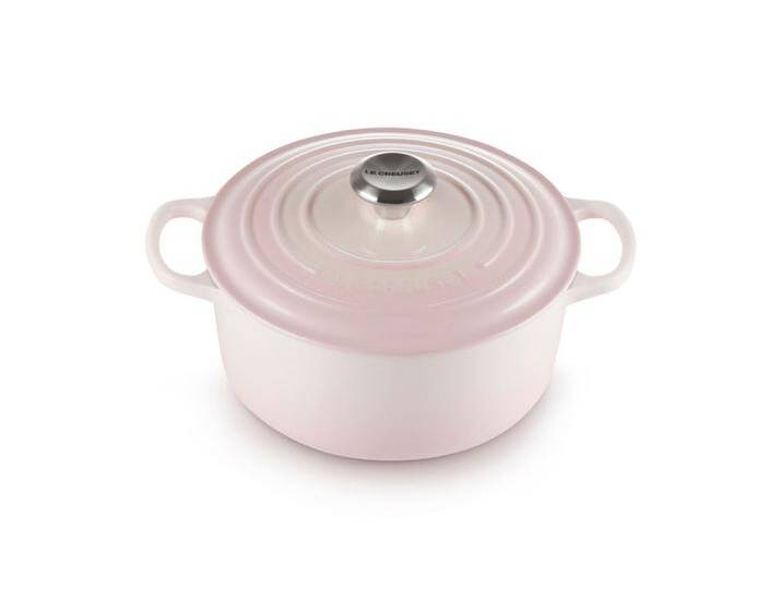 LE CREUSET Bräter rund 24cm Shell Pink SIGNATURE, Gusseisen von Le-Creuset