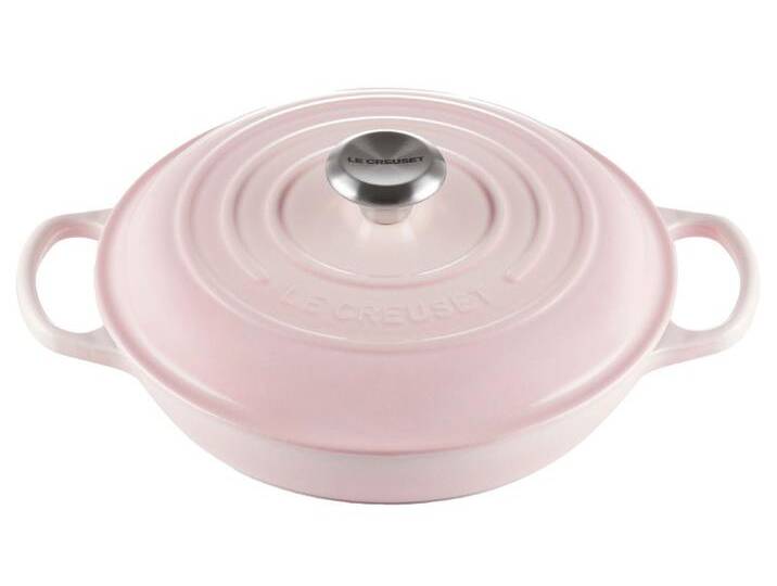 LE CREUSET Gourmet Profitopf 26cm Shell Pink SIGNATURE, Gusseisen von Le-Creuset