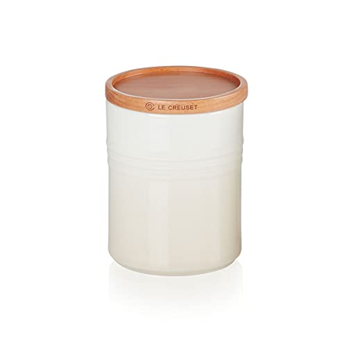 Le Creuset Steinzeug Mittelgroße Vorratsdose mit Holz-Deckel, Steinzeug, 540 ml, 10 cm, Meringue, 60825547160099 Le Creuset Steinzeug Mittelgroße Vorratsdose mit Holz-Deckel, Steinzeug, 540 ml, 10 cm, Meringue, 60825547160099 von LE CREUSET