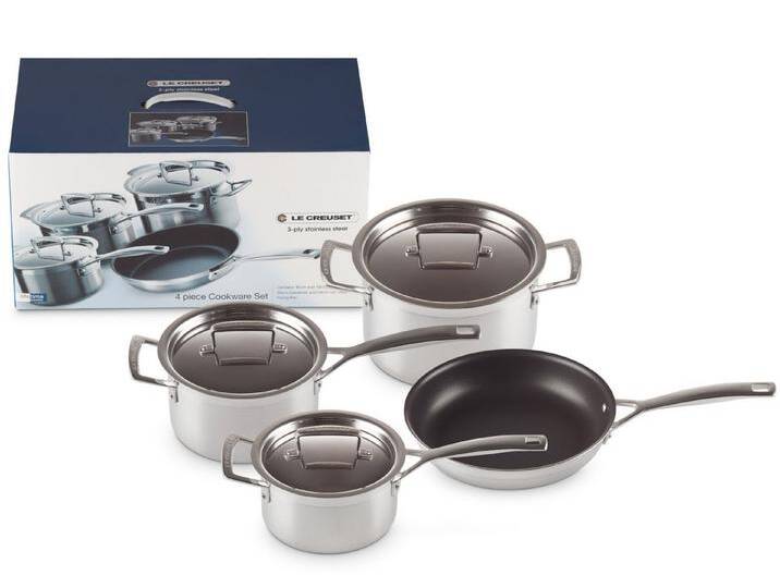 LE CREUSET Topf-Set 3-Ply Kochgeschirr-Set 4tlg, Edelstahl, silberfarben LE CREUSET Topf-Set 3-Ply Kochgeschirr-Set 4tlg, Edelstahl, silberfarben von Le-Creuset