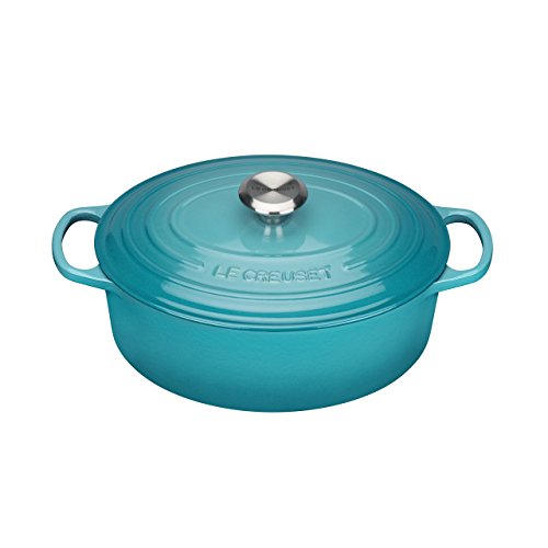 Le Creuset Signature Gusseisen-Bräter mit Deckel, Ø 27 cm, Oval, Für alle Herdarten und Induktion geeignet, Volumen: 4,1 l, 4,425 kg, Karibik, 21178271702430 von LE CREUSET