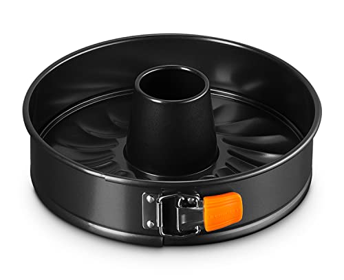 Le Creuset Antihaft Springform mit Rohrboden, Rund, Ø 26 cm, Sauerteigbeständig, Aus Karbonstahl gefertigt, Anthrazit/Orange, 94102326001100 von LE CREUSET