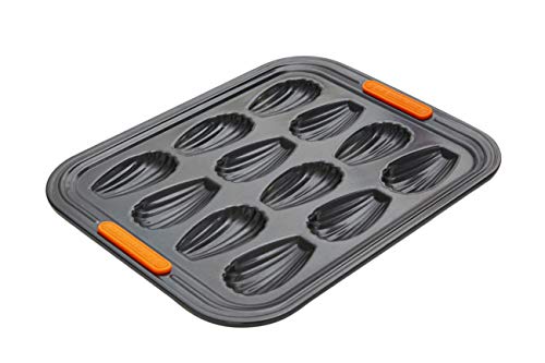 Le Creuset Antihaft Madeleine-Form, Für 12 Stück, Sauerteigbeständig, Aus Karbonstahl gefertigt, Anthrazit/Orange, 94102612000000 von LE CREUSET