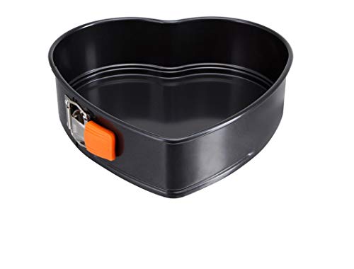 Le Creuset Antihaft Herz-Springform, 24,8 x 23,8 x 6,9 cm, Sauerteigbeständig, Aus Karbonstahl gefertigt, Anthrazit/Orange, 94103326001100 von LE CREUSET