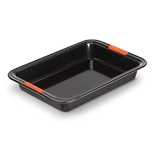 Le Creuset Antihaft Backform, Rechteckig, 33 x 23 cm, Sauerteigbeständig, Aus Karbonstahl gefertigt, Anthrazit/Orange, 94101039000000 von LE CREUSET