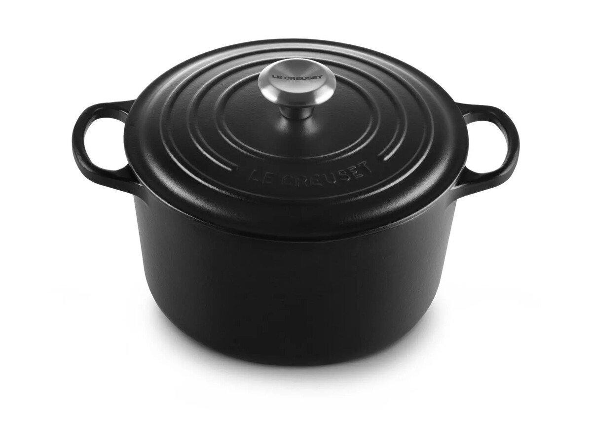 Le Creuset Bräter hoch mit Deckel 24 cm Signature Schwarz matt von Le Creuset