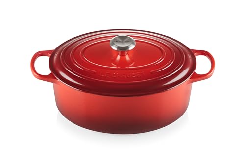 Le Creuset Signature Gusseisen-Bräter mit Deckel, Ø 31 cm, Oval, Für alle Herdarten und Induktion geeignet, Volumen: 6,3 l, 5,705 kg, Kirschrot, 21178310602430 Le Creuset Signature Gusseisen-Bräter mit Deckel, Ø 31 cm, Oval, Für alle Herdarten und Induktion geeignet, Volumen: 6,3 l, 5,705 kg, Kirschrot, 21178310602430 von LE CREUSET