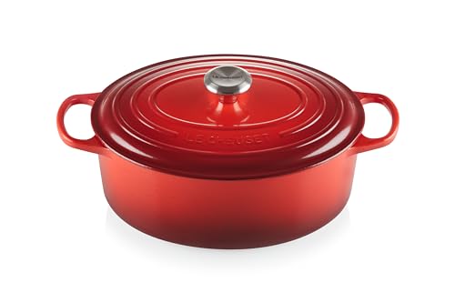 Le Creuset Signature Gusseisen-Bräter mit Deckel, Ø 31 cm, Oval, Für alle Herdarten und Induktion geeignet, Volumen: 6,3 l, 5,705 kg, Kirschrot, 21178310602430 von LE CREUSET