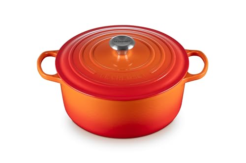 Le Creuset Signature Gusseisen-Bräter mit Deckel, Ø 28 cm, Rund, Für alle Herdarten und Induktion geeignet, Volumen: 6,7 l, 6,125 kg, Ofenrot, 21177280902430 von LE CREUSET