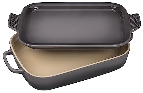 Le Creuset Rechteckige Auflaufform mit Deckel aus Steingut, Steingut, grau, 14 3/4"X9"X2 1/2" (2.75 Qt.) von Le Creuset