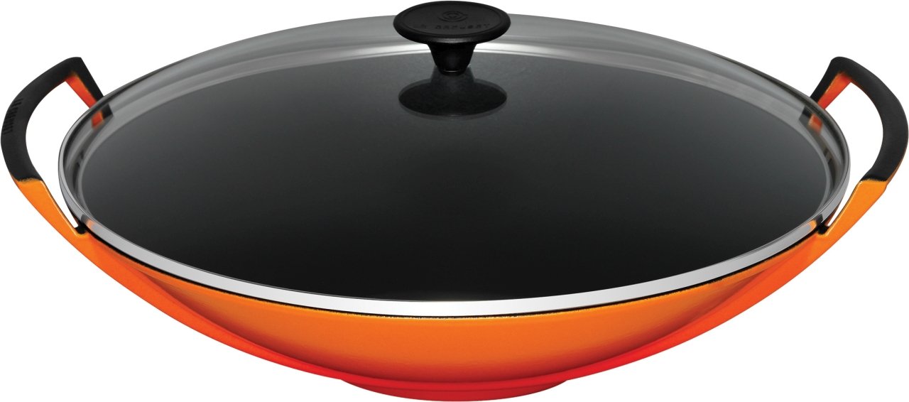 Le Creuset Wok mit Glasdeckel Ofenrot von Le Creuset