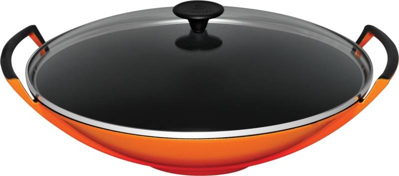 Le Creuset Wok mit Glasdeckel Ofenrot von Le Creuset