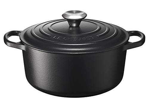 Le Creuset Signature Gusseisen-Bräter mit Deckel, Ø 24 cm, Rund, Für alle Herdarten und Induktion geeignet, Volumen: 4,2 l, 4,305 kg, Schwarz, 21177240000430 von LE CREUSET