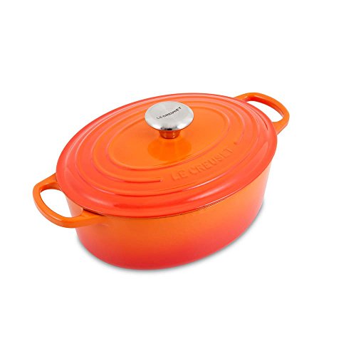 Le Creuset Signature Gusseisen-Bräter mit Deckel, Ø 27 cm, Oval, Für alle Herdarten und Induktion geeignet, Volumen: 4,1 l, 4,425 kg, Ofenrot, 21178270902430 von LE CREUSET