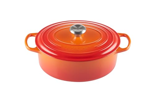 Le Creuset Signature Gusseisen-Bräter mit Deckel, Ø 29 cm, Oval, Für alle Herdarten und Induktion geeignet, Volumen: 4,7 l, 4,675 kg, Ofenrot, 21178290902430 von LE CREUSET