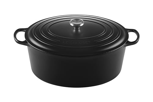 Le Creuset Signature Gusseisen-Bräter mit Deckel, Ø 40 cm, Oval, Für alle Herdarten und Induktion geeignet, Volumen: 13,9 l, 10,025 kg, Schwarz, 21178400000430 von LE CREUSET