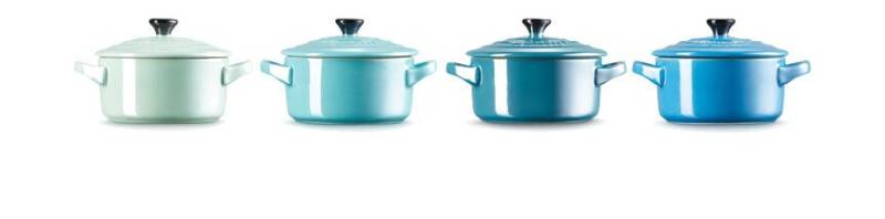 Mini Cocottes 4er-Set Metallics Blau-Grün von Le Creuset
