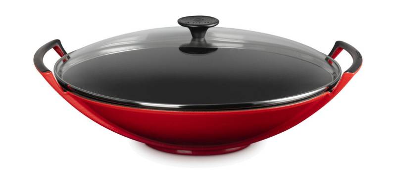 Wok mit Glasdeckel 36 cm Kirschrot von Le Creuset